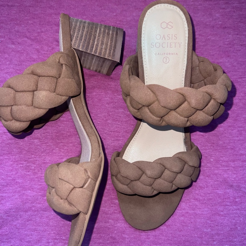 Dolce Vita Dupe Braided Carmel Block Heeled Sandal